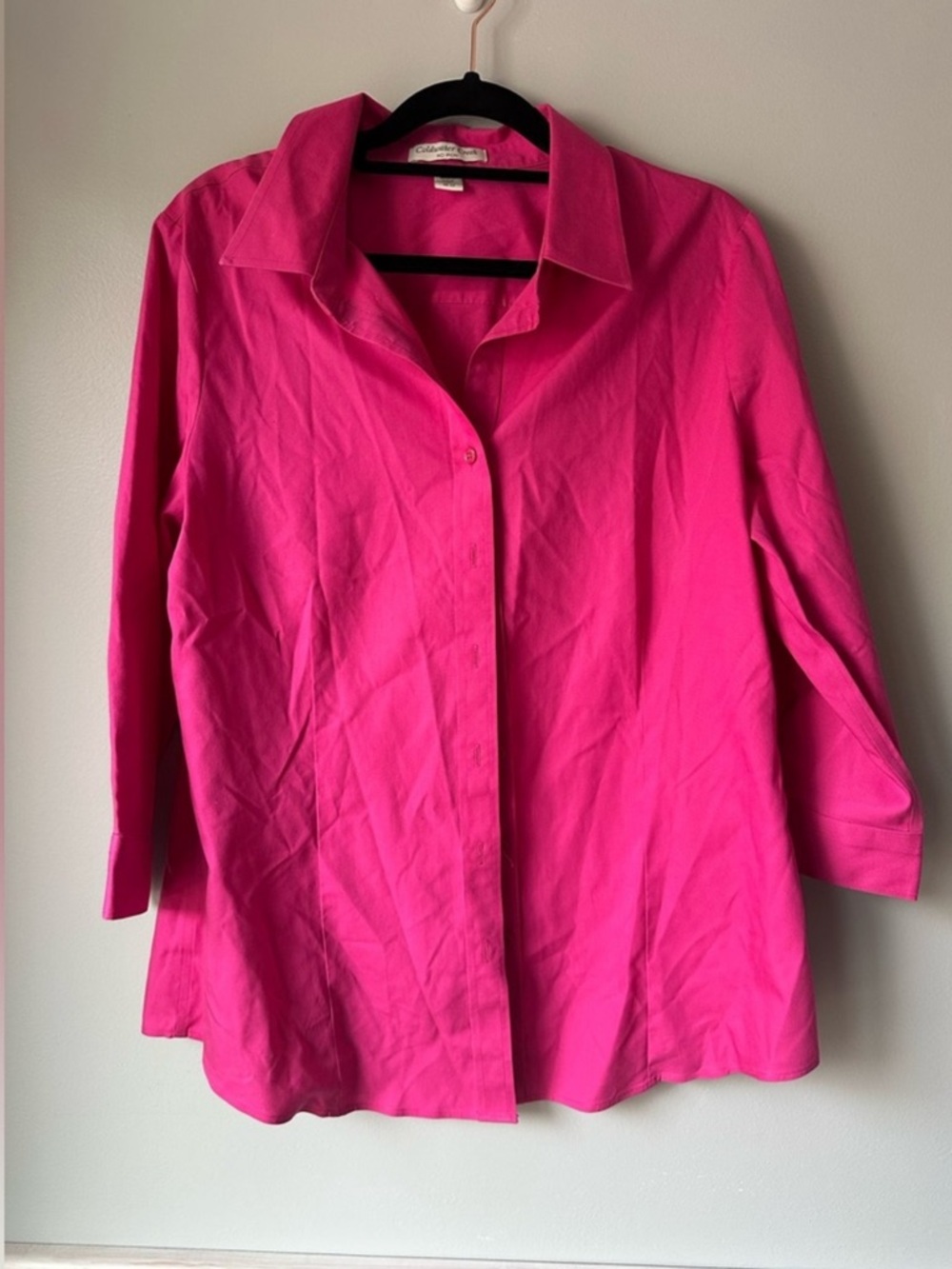 Coldwater Creek 100% COTTON Fuchsia button down top size 10/12 - Picture 5 of 5